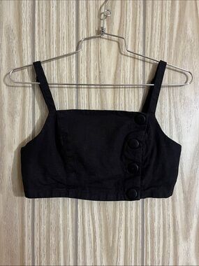 Urban Outfitters Black Cropped Button Tank